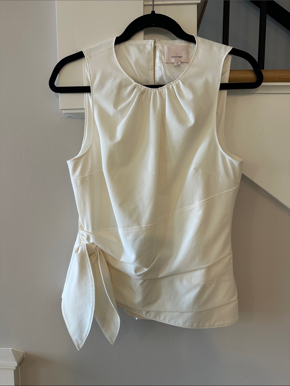 cinq a sept Cream Sleeveless Tie-Waist Shell Top